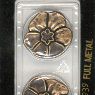 Button - 1939 - 23 mm - Brass Flower - Full Metal - by Dill Butt