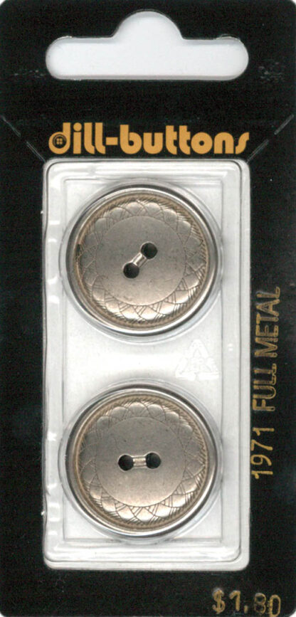 Button - 1971 - 23 mm - Silver - Full Metal - by Dill Buttons of