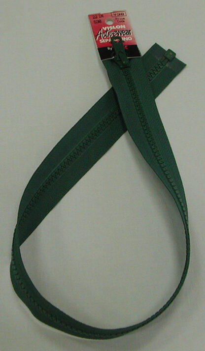 Zipper - 22" Vislon - Dark Green - Activewear Separating