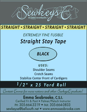 Straight Stay Tape - 1/2" Fusible - Black