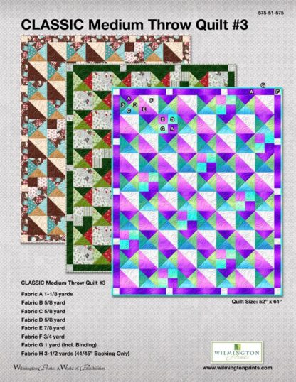 Pattern - Throw Quilt - Free with purchase of Flower Market fabr