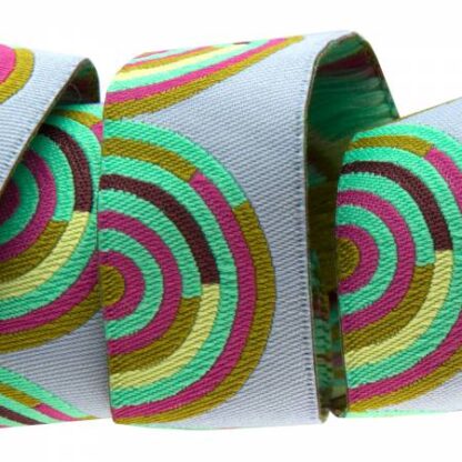 Ribbon  - Fuchsia on Gray Hypnotizer  - 7/8"  - Per Metre  - By