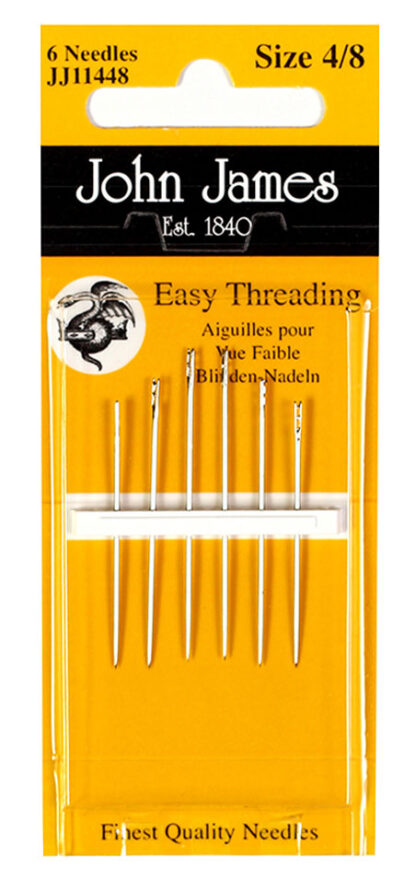 N - Easy Threading Needles - 6/Pkg - Sz4 & 8 - John James Needle