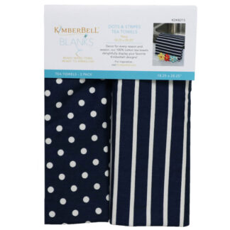 Blanks - Tea Towels - Navy Dot & Stripes - KDKB213 - Kimberbell