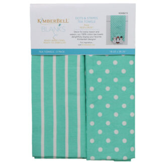Blanks - Tea Towels - Aqua Dot & Stripes - KDKB215 - Kimberbell