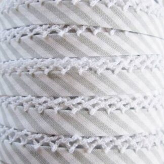 Double Fold Crochet Edge Bias Tape - 71456 - 8 - Grey Stripe