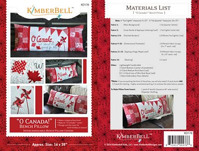 Patterns - O, Canada! - Bench Pillow - KD178 - Sewing Version -