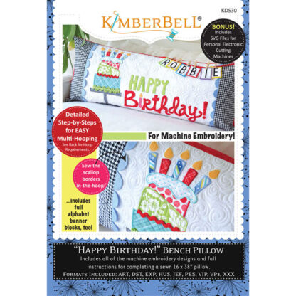 Happy Birthday  - Bench Pillow  - KD530- Machine Embroidery  - K