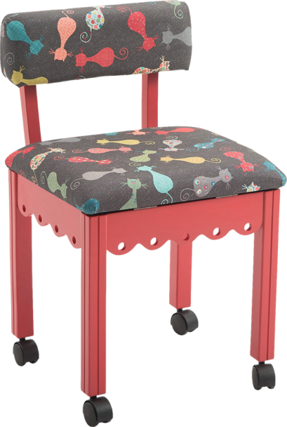 Sewing Chair - Model 6106 - Jewel Red Cats Meow - Arrow