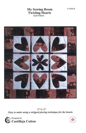 Pattern - Twirling Hearts Quilt Pattern - 4444-6 - by Castilleja