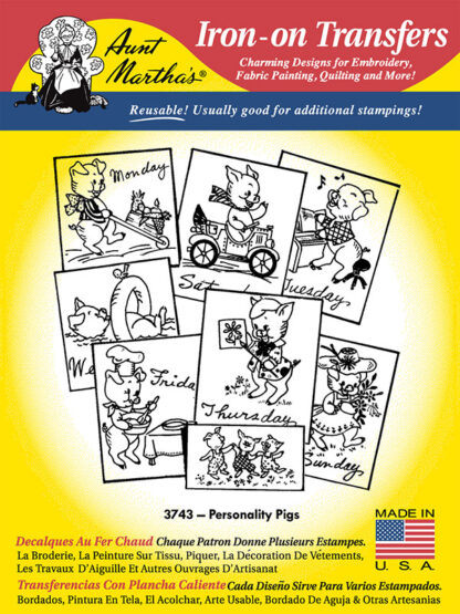 Iron-On Transfers - 3743 - Personality Pigs - Aunt Martha's for