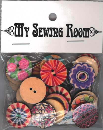Button - Wooden Decorative Buttons - 18mm approx. - Pkg of 25