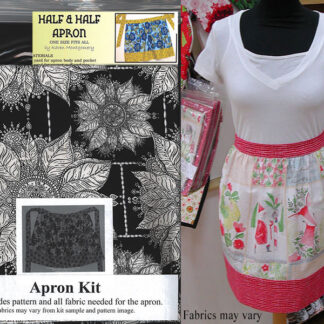 Half & Half Apron  - 2 Cotton Fabrics  - Pattern Included