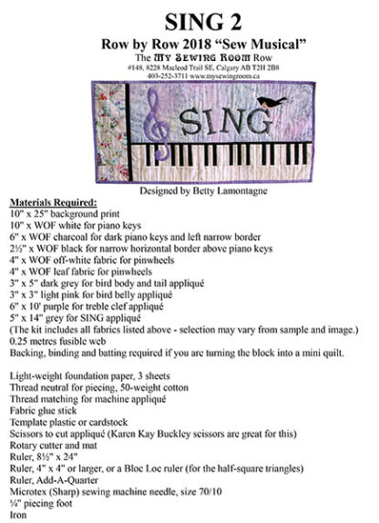 Sing 2 Pattern  - My Sewing Room