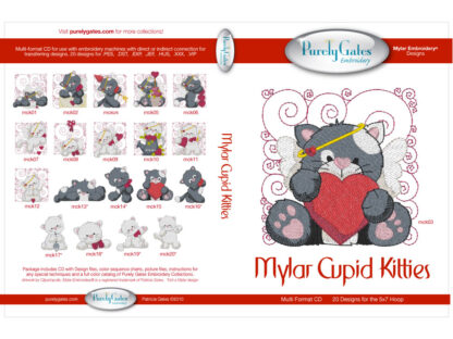 Mylar Embroidery - CD - Mylar Cupid Kitties - Purely Gates Embro