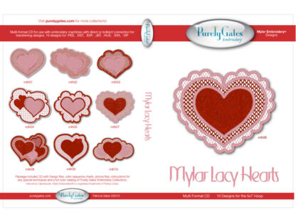 Mylar Embroidery - CD - Mylar Lacy Hearts - Purely Gates Embroid