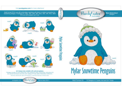 Mylar Embroidery - CD - Snowtime Penguins - Purely Gates Embroid