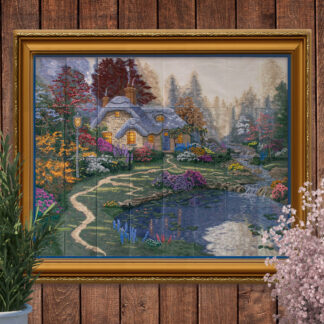 OESD - Embroidery Design - Everett's Cottage Tiling Scene by Thomas Kinkade