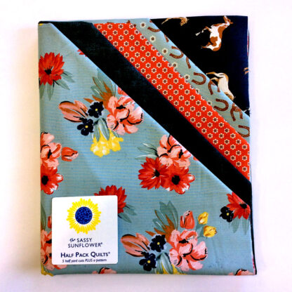 Quilt Kit -  Half Pack Quilts - Wild Rose - Blues and Reds - 5 half yard cuts 100% cotton