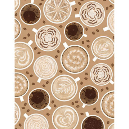 100% Cotton - Coffee Life - 82669-221 - Coffee Art All Over Latte - Jennifer Pugh - Wilmington Prints