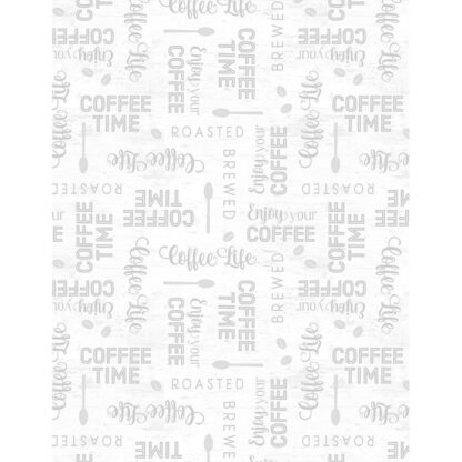 100% Cotton - Coffee Life - 82673-199 - Words All Over White - Jennifer Pugh - Wilmington Prints