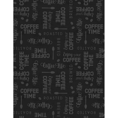 100% Cotton - Coffee Life - 82673-999 - Words All Over Black - Jennifer Pugh - Wilmington Prints