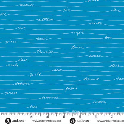 100% Cotton - Scrawl Longhand - A1216-B - Sea - Giucy Giuce - Andover Fabrics