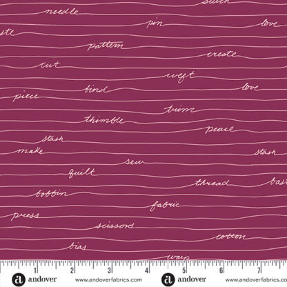 100% Cotton - Scrawl Longhand - A1216-P - Malbec - Giucy Giuce - Andover Fabrics