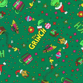 100% Cotton Fabric - How the Grinch Stole Christmas - 23100-224 - Evergreen - Dr. Seuss Enterprises - 44 In wide