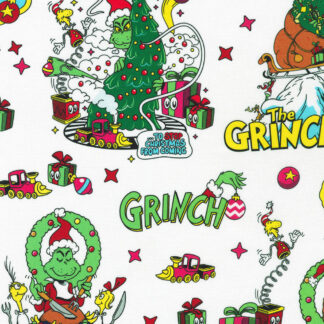 100% Cotton Fabric - How the Grinch Stole Christmas - 23101-1 - White - Dr. Seuss Enterprises - 44 In wide