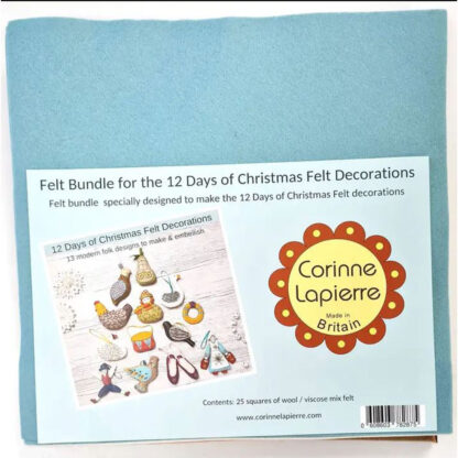 Corinne Lapierre - Felt Bundle for Book - 12 Days of Christmas Felt Decorations - 25 Squares