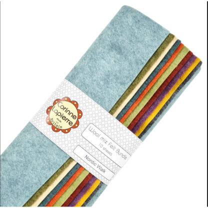Corinne Lapierre - 45% Wool 55% Viscose - Wool Mix Felt Bundle - Nordic Walk - 10 Sheets 9" Squares