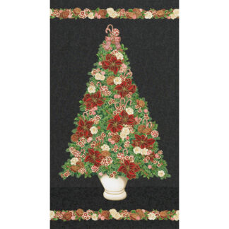 100% Cotton Fabric Panel - Holiday Flourish-Peppermint Twist - 22944-2 - Black - Robert Kaufman - 44 In Wide