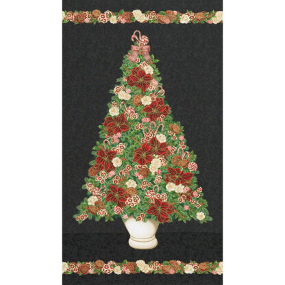 100% Cotton Fabric Panel - Holiday Flourish-Peppermint Twist - 22944-2 - Black - Robert Kaufman - 44 In Wide