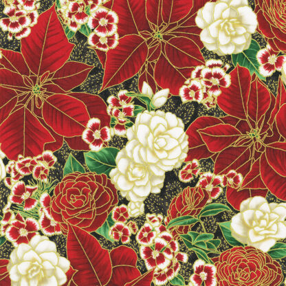 100% Cotton Fabric - Holiday Flourish-Peppermint Twist - 22946-2 - Black - Robert Kaufman - 44 In Wide