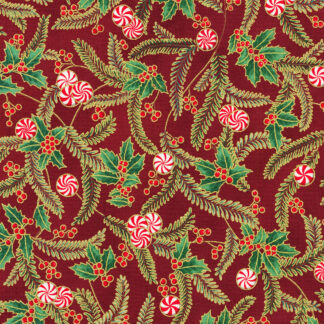100% Cotton Fabric - Holiday Flourish-Peppermint Twist - 22948-113 - Cranberry - Robert Kaufman - 44 In Wide
