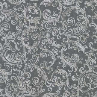 100% Cotton Fabric - Holiday Flourish-Peppermint Twist - 22949-305 - Graphite - Robert Kaufman - 44 In Wide