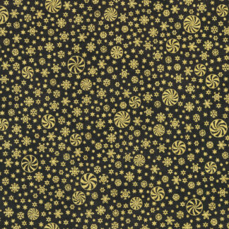 100% Cotton Fabric - Holiday Flourish-Peppermint Twist - 22953-2 - Black - Robert Kaufman - 44 In Wide