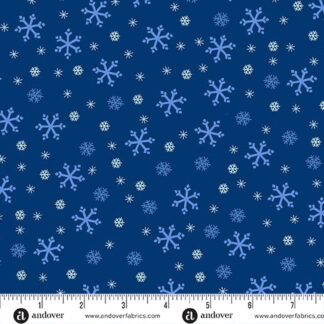 100% Cotton - Snowflake - A-1462-B2 - Midnight Blue - Andover Fabrics - 43 In Wide
