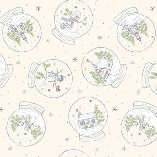 100% Cotton - Snowman's Village (Snow Globes) - R191405D - Cream - Cindy Staub - 44 in wide