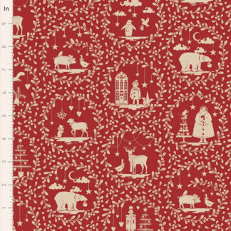 100% Cotton - Merry Little Christmas - 100625 - Paperscenes Burgundy - By Tilda