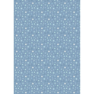 100% Cotton - A Winter's Moon - A948B - Twinkling Stars On Mid Winter Blue With Pearl - Lewis & Irene