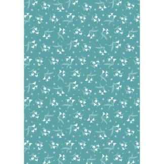 100% Cotton - A Winter's Moon - A951B - Snowdrops On Warm Aqua With Pearl - Lewis & Irene