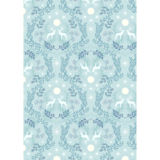 100% Cotton - A Winter's Moon - A952A - Winters Moon Stag On Ice Blue With Pearl - Lewis & Irene
