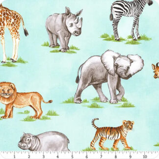 Baby Safari - Baby Animals - 24672-63 - Turquoise - Deborah Edwards