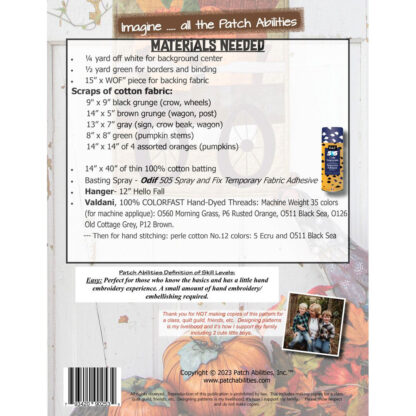 Patch Abilities - Pattern - P311 - Peck & Pick'n Pumkins - Image 2