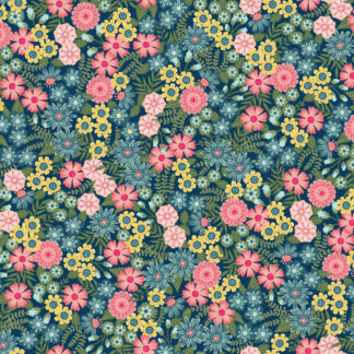Vintage Flora - Ground Cover Floral - MAS10333-N - Dark Blue - Maywood Studio