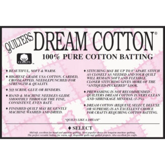 Batting - Pkg - Quilters Dream Cotton - (A) Craft - #4 Quilters Select - Natural