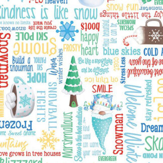 Gnome Wonderland - TT12817-09 - Winter Words - White - Andi Metz for Benartex