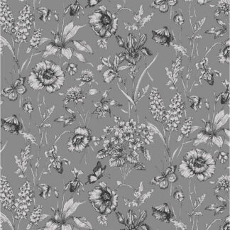 Graphite - TTCD1812-GRY - Buttercup Floral Sketch - Grey - Timeless Treasures